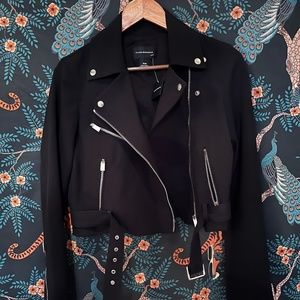Club Monaco cropped moto jacket M